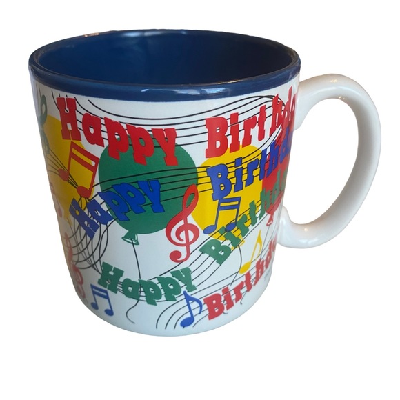 Vintage FIB 1994 birthday mug. Musical notes and balloons 3.5in - Picture 3 of 5